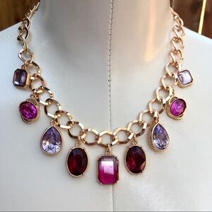 A NEW DAY faceted gems and gold statement necklace